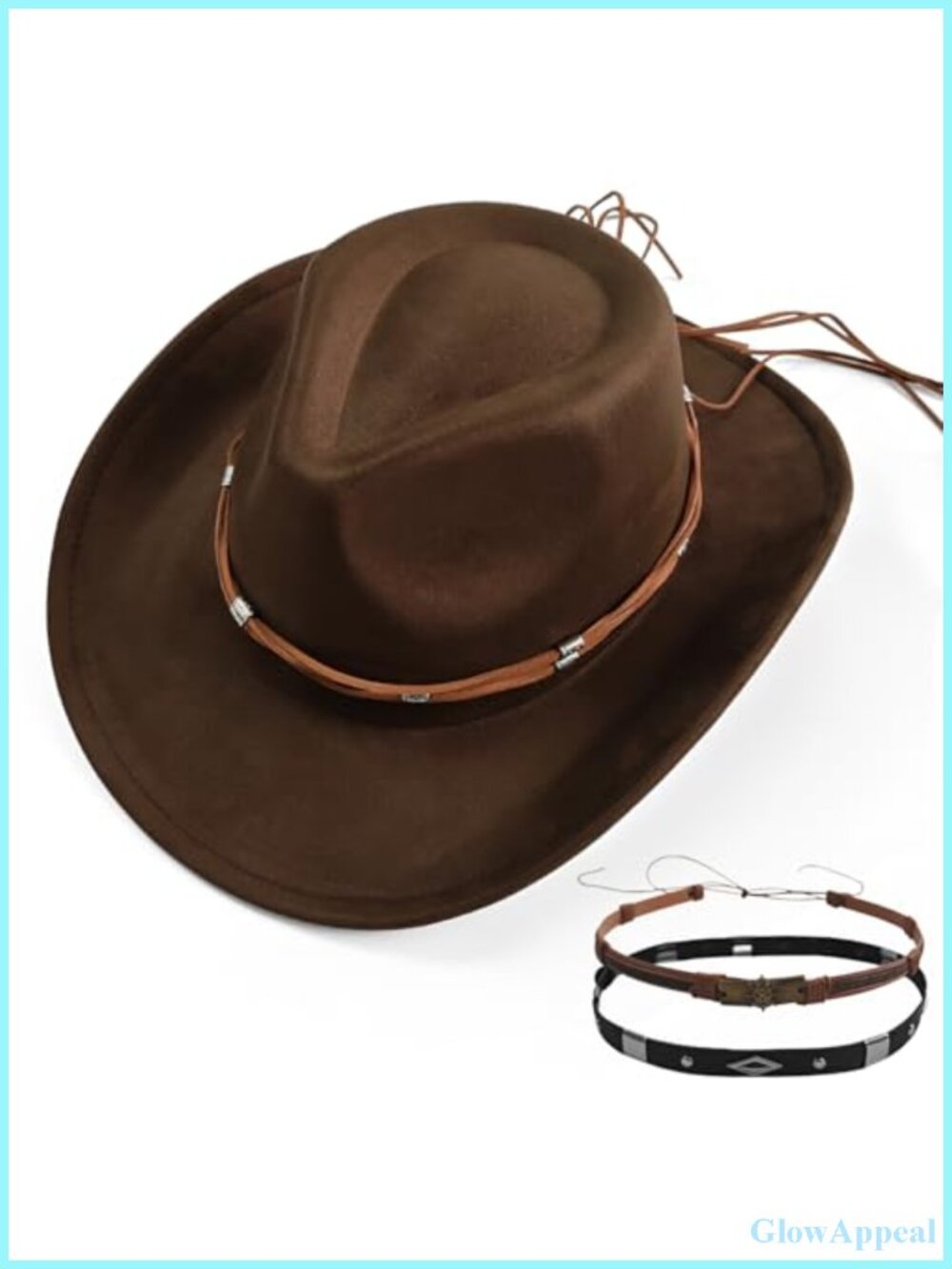 Women's Vintage Cowboy Hat Felt Fedora with 3 Accessories